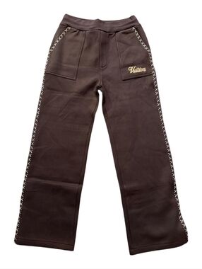 Louis Vuitton Embroidered Script Logo Track Pants Brown Size M